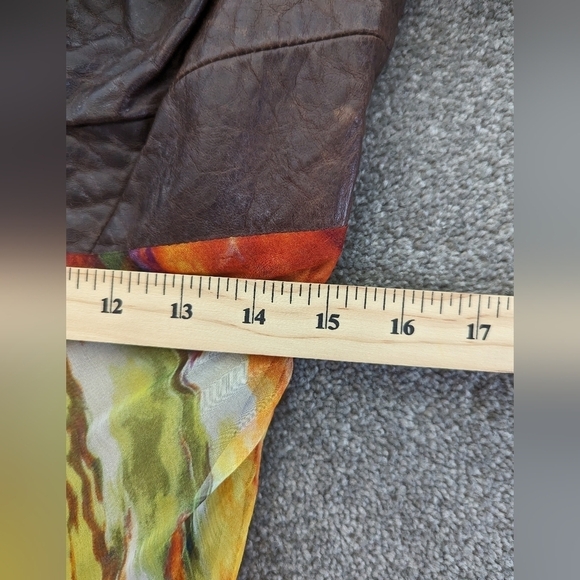 DANIER leather silk V-neck maxi brown orange mermaid V-neck dress size 12 - Picture 8 of 15